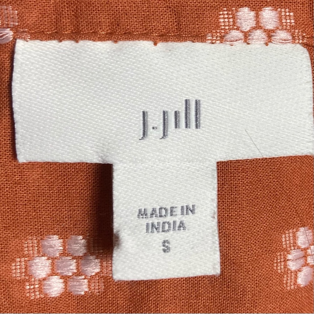 J. Jill peasant top orange brown patterned button India up small - Picture 8 of 9